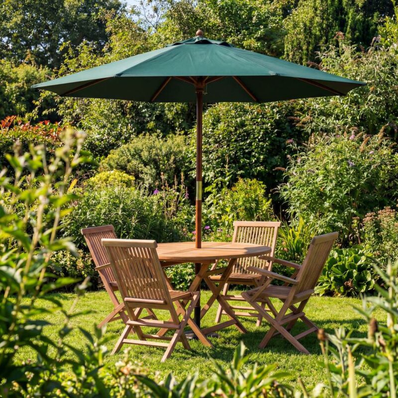 Dark Green 2.5m Hexagonal Wooden Garden Parasol