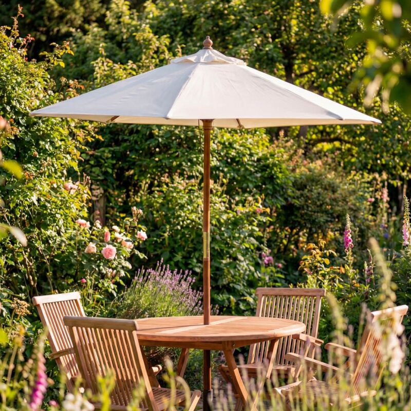 Cream 2.5m Hexagonal Wooden Garden Parasol